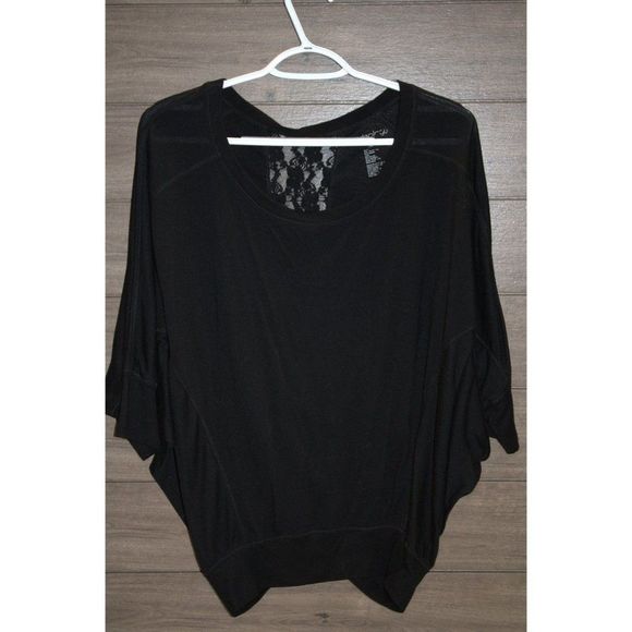 Ideology Black Shirt w/ 3/4 Sleeve and Lace Back size Small - Picture 1 of 5